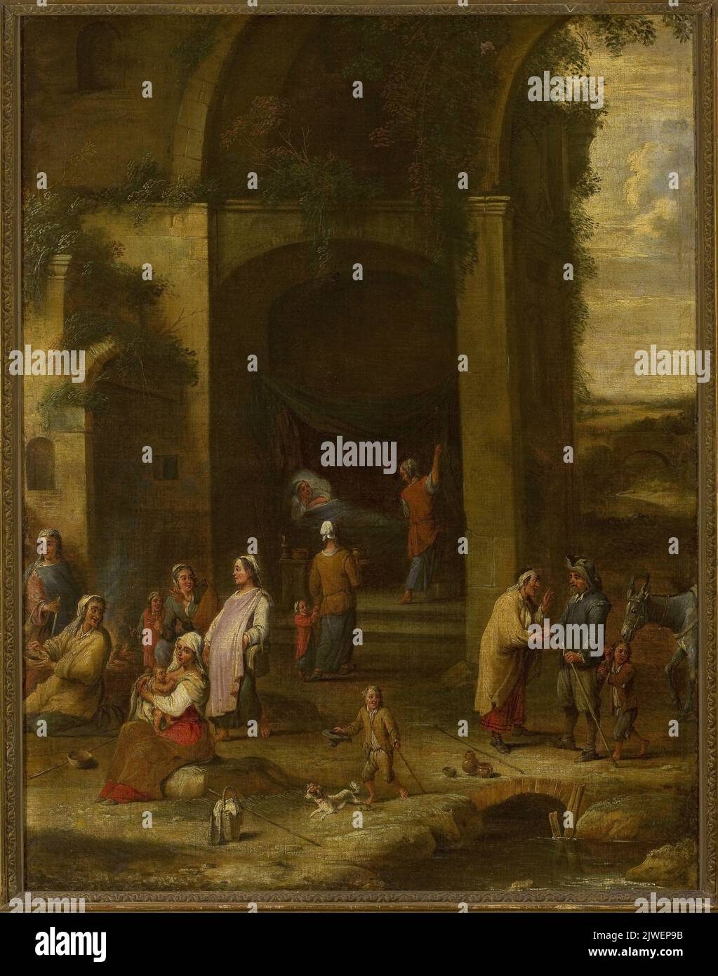 Camp tzigane dans une intimidante abandonnée. Govaerts, Hendrick (1669-1720), peintre Banque D'Images