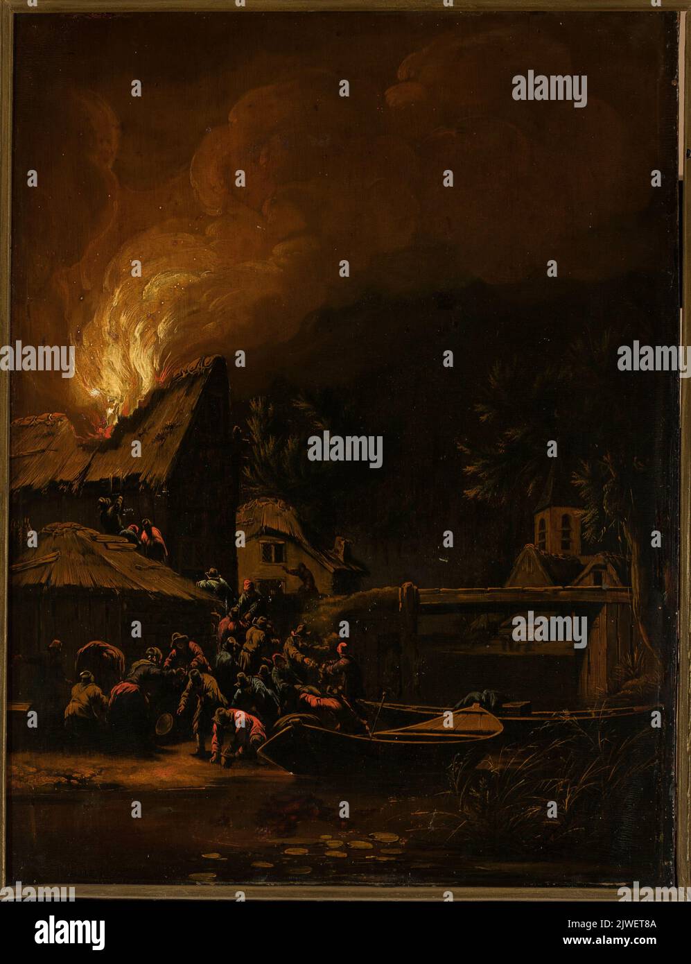 Ville sur feu. Poel, Egbert van der (1621-1664), peintre Banque D'Images