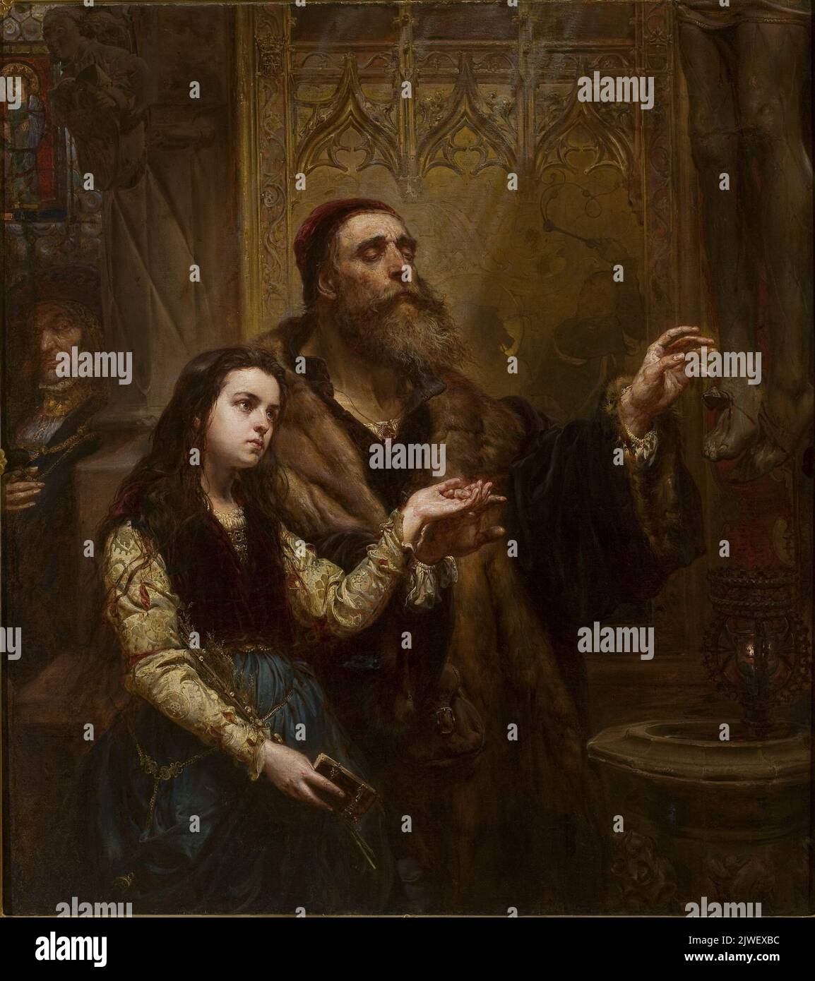 Aveugle Veit Stoss avec sa petite-fille. Matejko, Jan (1838-1893), peintre Banque D'Images