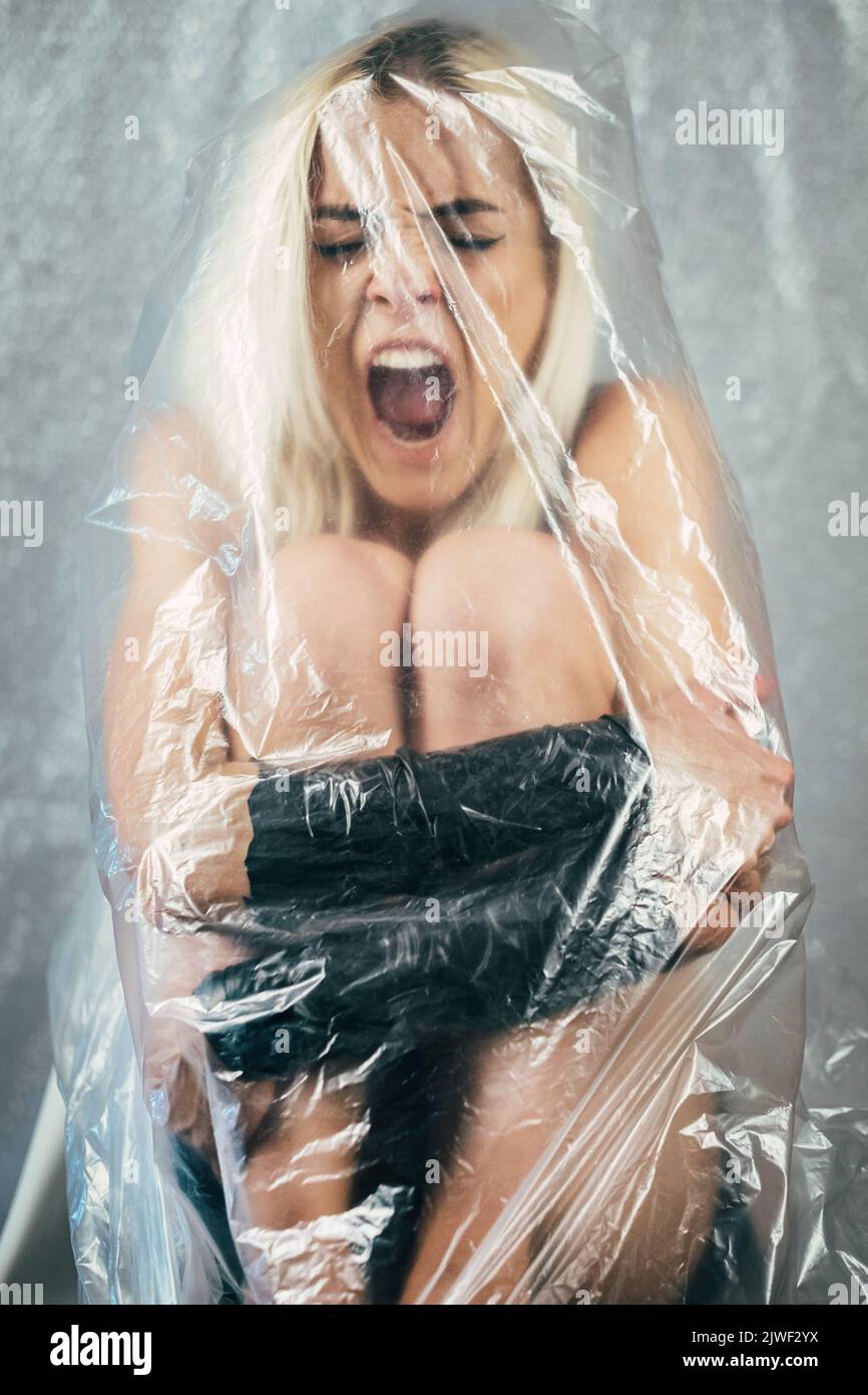 une femme désespérée a dépeint le portrait conceptuel Banque D'Images