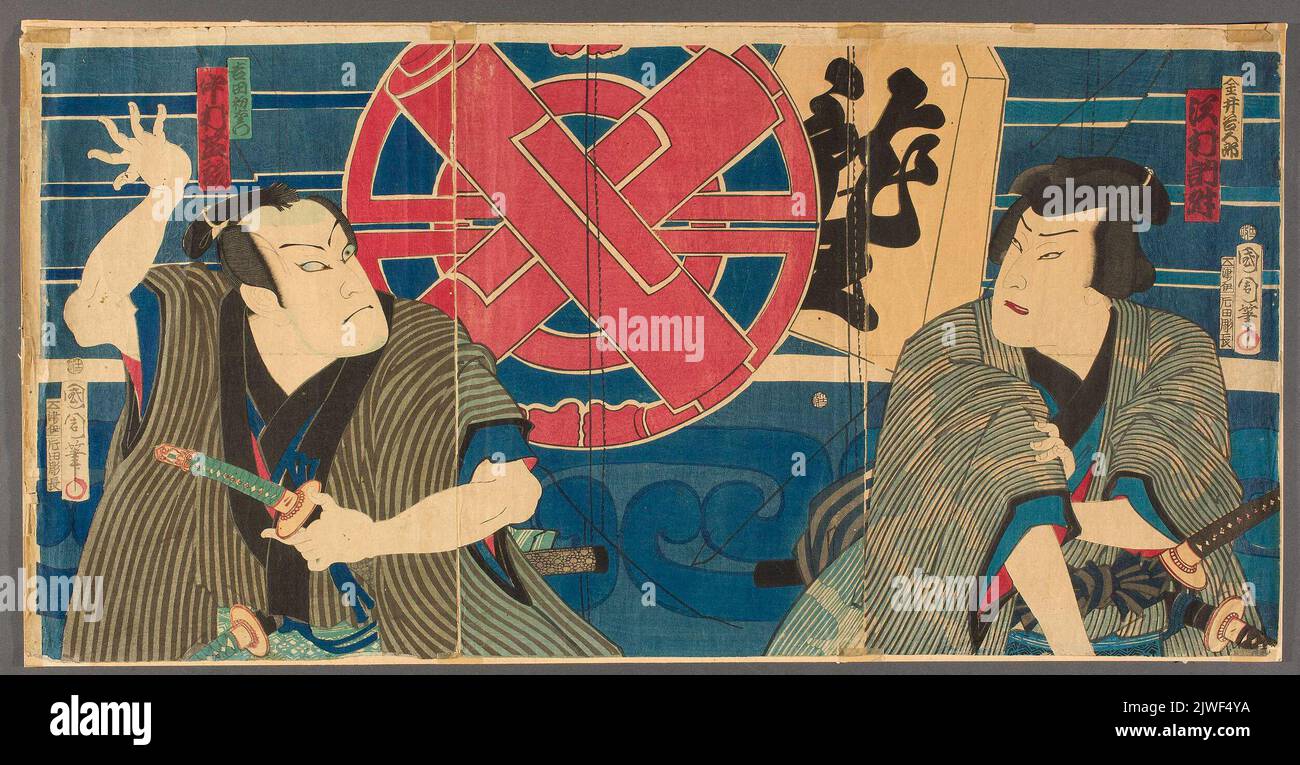 Acteurs Kabuki, Nakamura Shikan IV et Sawamura Tossho; triptyque. Toyohara, Kunichika (1835-1900), graphiste Banque D'Images