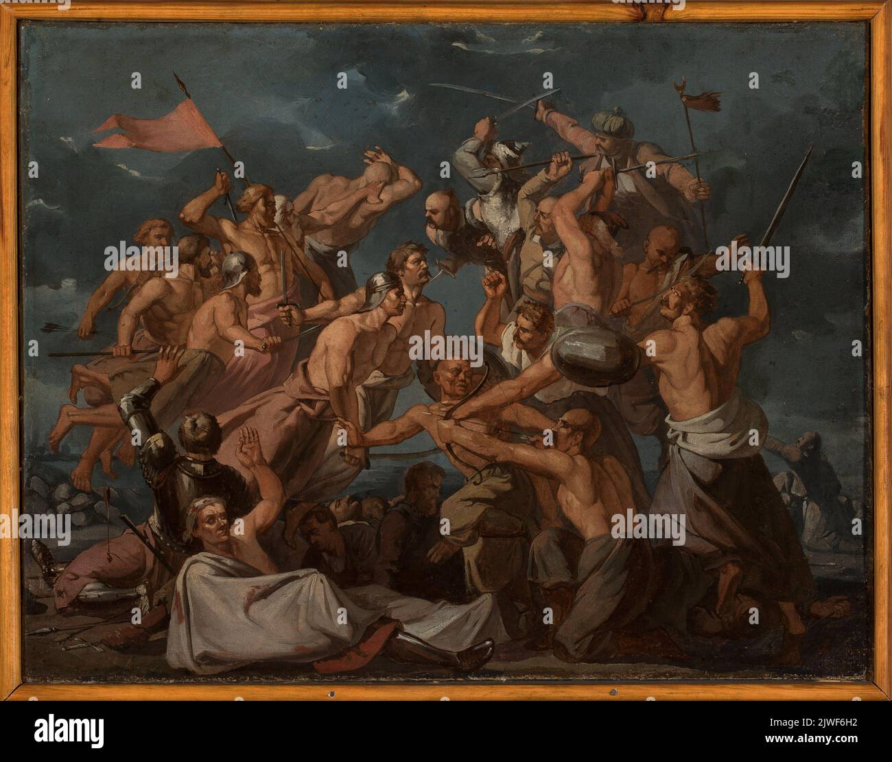 Nuit après la bataille de Legnica. Gierdziejewski, Ignacy (1826-1860), peintre Banque D'Images