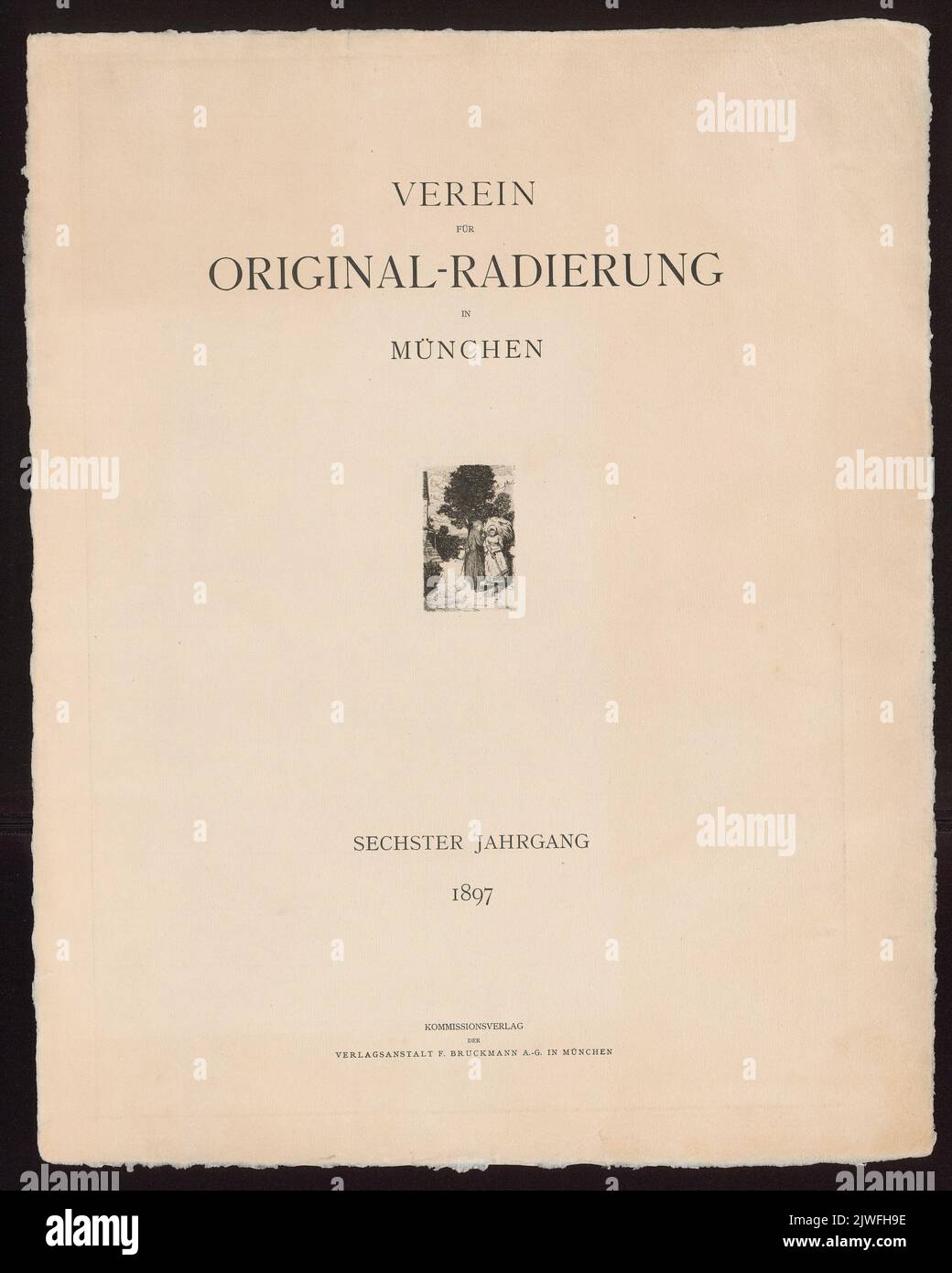 Zwiegespräch - conversation page titre du portefeuille: Verein für Original-Radierung in München, VI, 1897. Verein für Radierung (Monachium ; stowarzyszenie ; fl. 1850- ), employeur marchand, F. Bruckmann AG (Monachium ; wydawnictwo ; CA 1850-1937), employeur marchand, Bruckmann, Friedrich (Monachium ; wydawca ; 1815-1898), imprimerie, Orlik, Emil (1870-1932), graphiste Banque D'Images