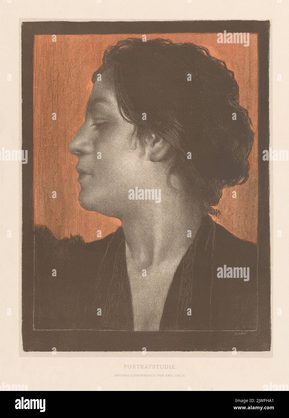 Porträtstudie I. K.K. Hof- und Staatsdruckerei (Wiedeń ; zakład graficzny ; fl. Ca 1804-1914), imprimerie, Orlik, Emil (1870-1932), graphiste, Verlag der Gesellschaft für Vervielfältigende Kunst (Wiedeń ; wydawnictwo ; 1871-1934), maison d'édition Banque D'Images