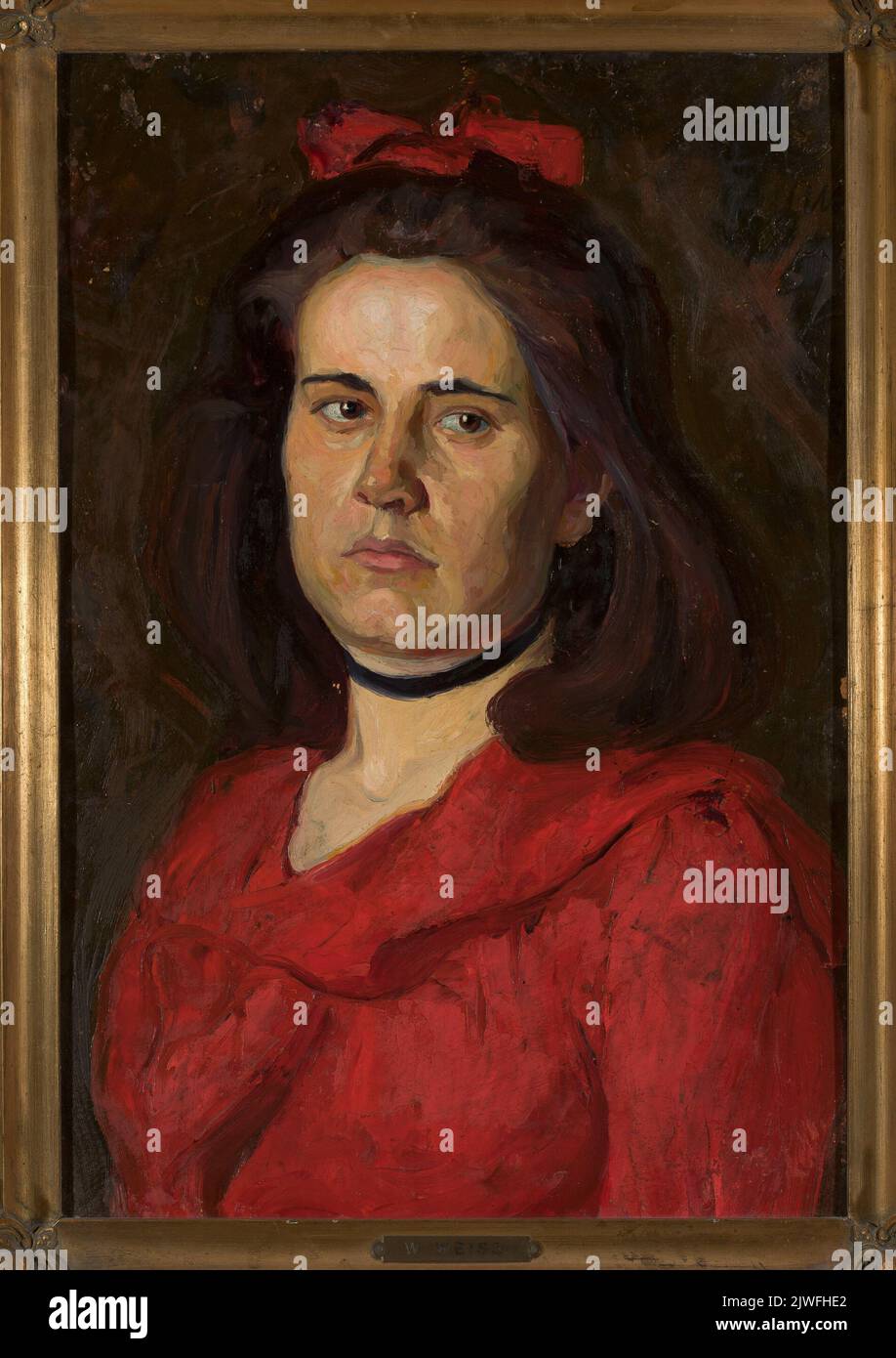 Portrait d'une femme en robe rouge. Weiss, Wojciech (1875-1950), peintre Banque D'Images Portrait d'une femme en robe rouge. Weiss, Wojciech (1875-1950), peintre Banque D'Images