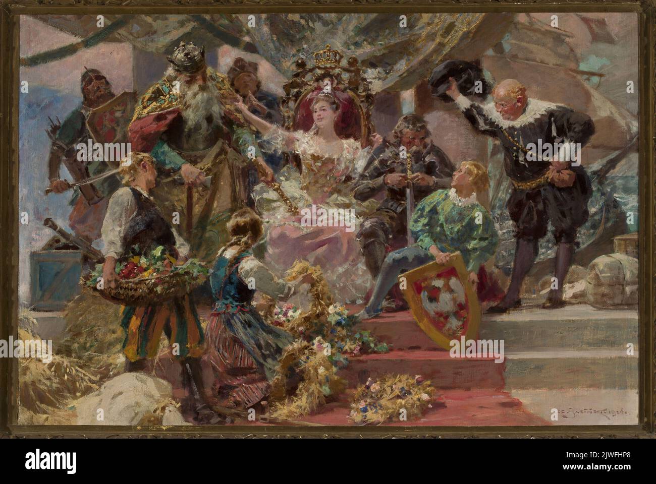 Allégorie des capitales de Pologne. Jasiński, Zdzisław (1863-1932), peintre Banque D'Images