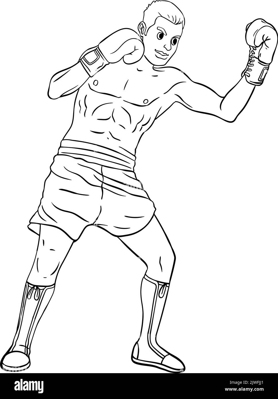 Boxe page de coloriage isolée pour enfants Illustration de Vecteur