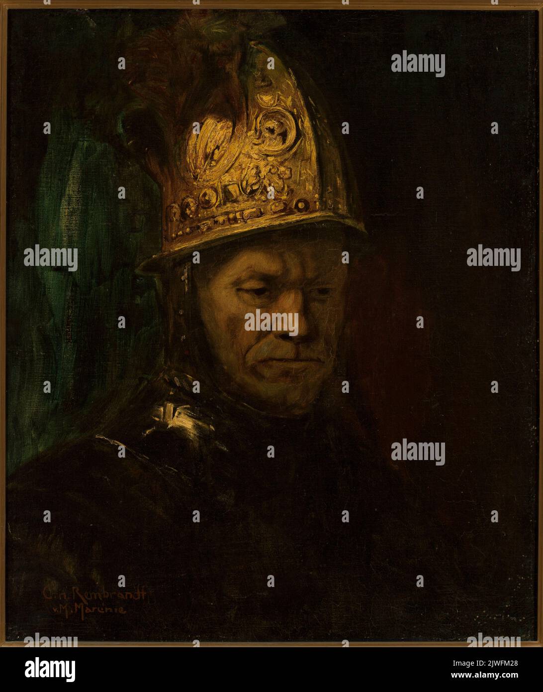 Portrait d'un homme dans un casque d'or. Rijn, Rembrandt van (1606-1669), peintre, inconnu, peintre Banque D'Images