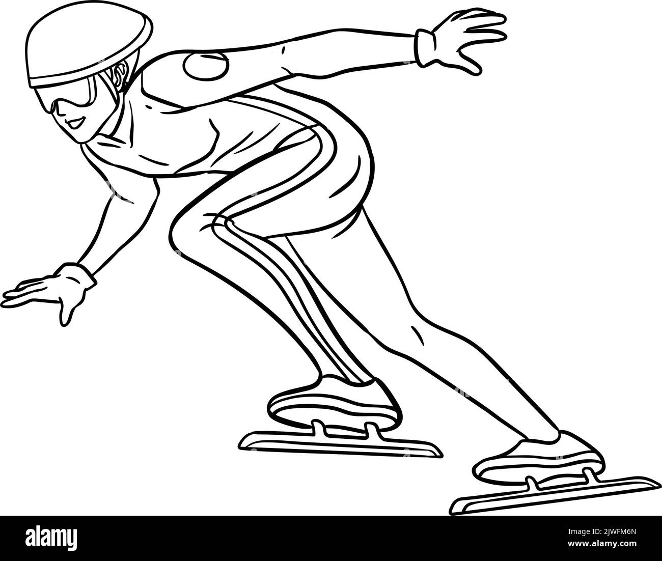 Page de coloriage isolée de patinage de vitesse pour les enfants Illustration de Vecteur