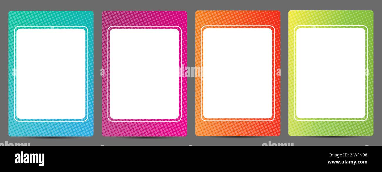 dégradé de couleur et texture de motif demi-ton sur le jeu de cadres de cartes Illustration de Vecteur