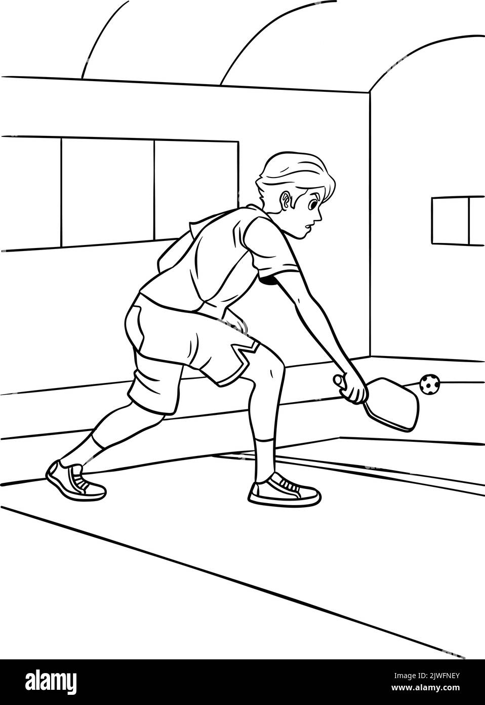 Page de coloriage de Pickleball pour enfants Illustration de Vecteur