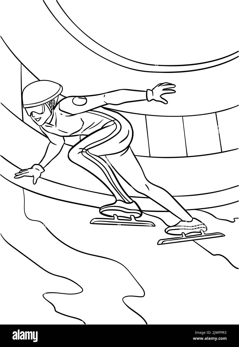Page de coloriage de patinage de vitesse pour les enfants Illustration de Vecteur