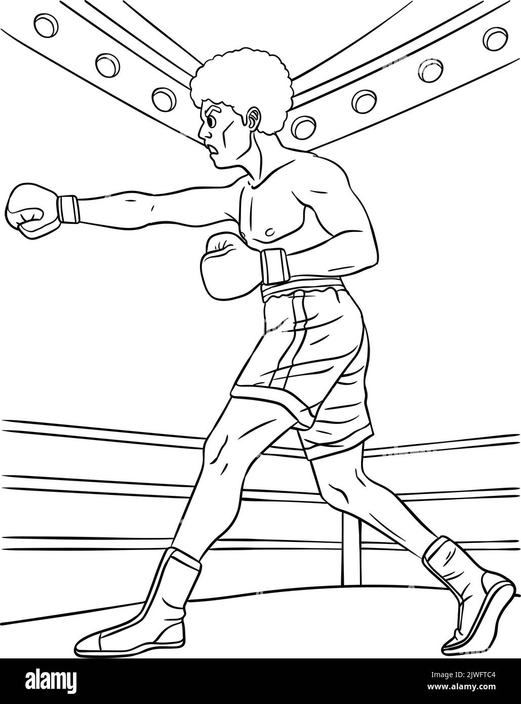 Page de coloriage de boxe pour enfants Illustration de Vecteur