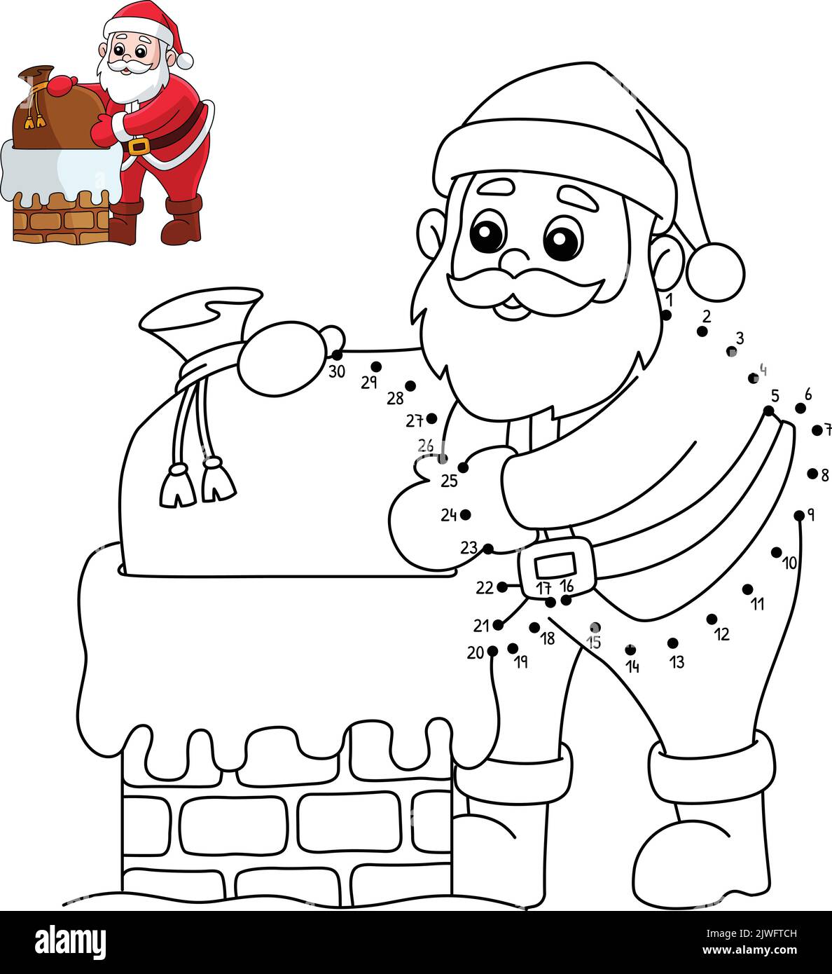 Page de coloriage de Noël à pois avec cheminée de Noël Illustration de Vecteur