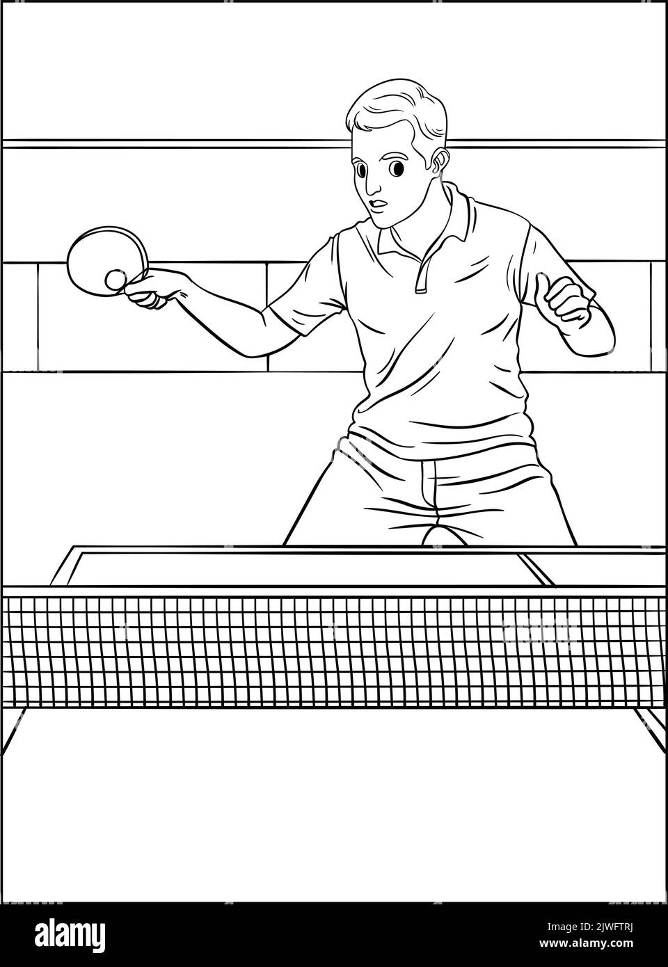 Page de coloriage de tennis de table pour enfants Illustration de Vecteur