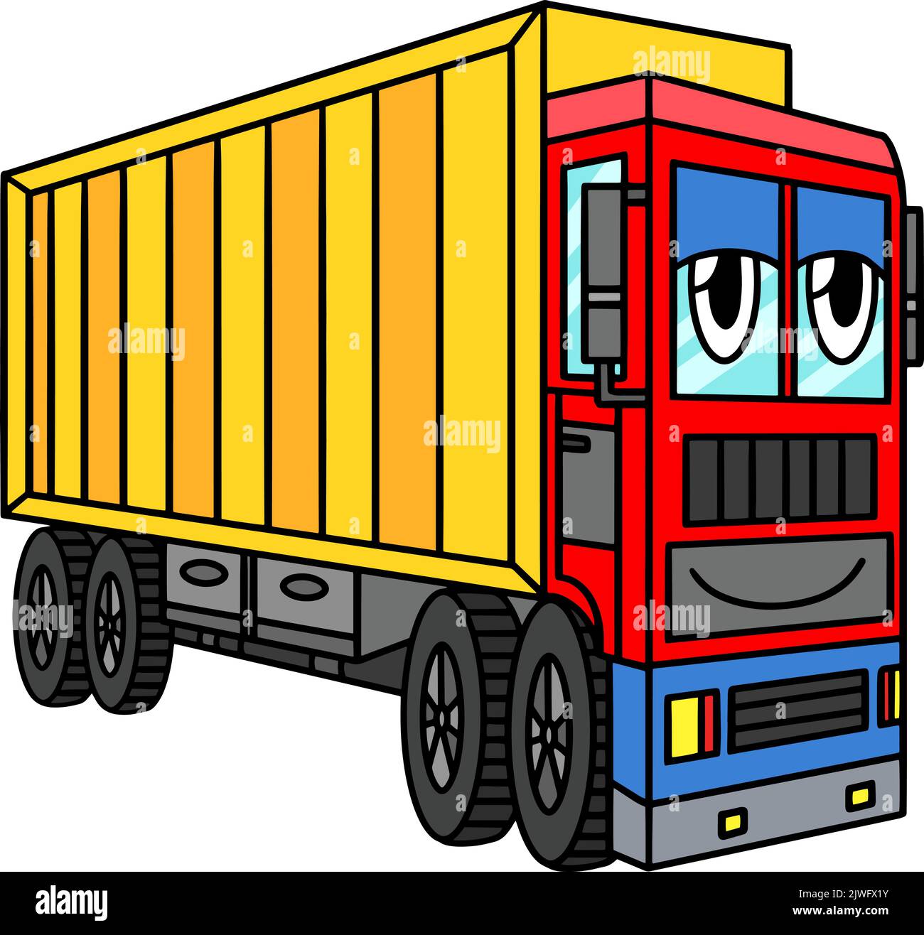 Camion avec dessin animé de véhicule de visage Clipart de couleur Illustration de Vecteur