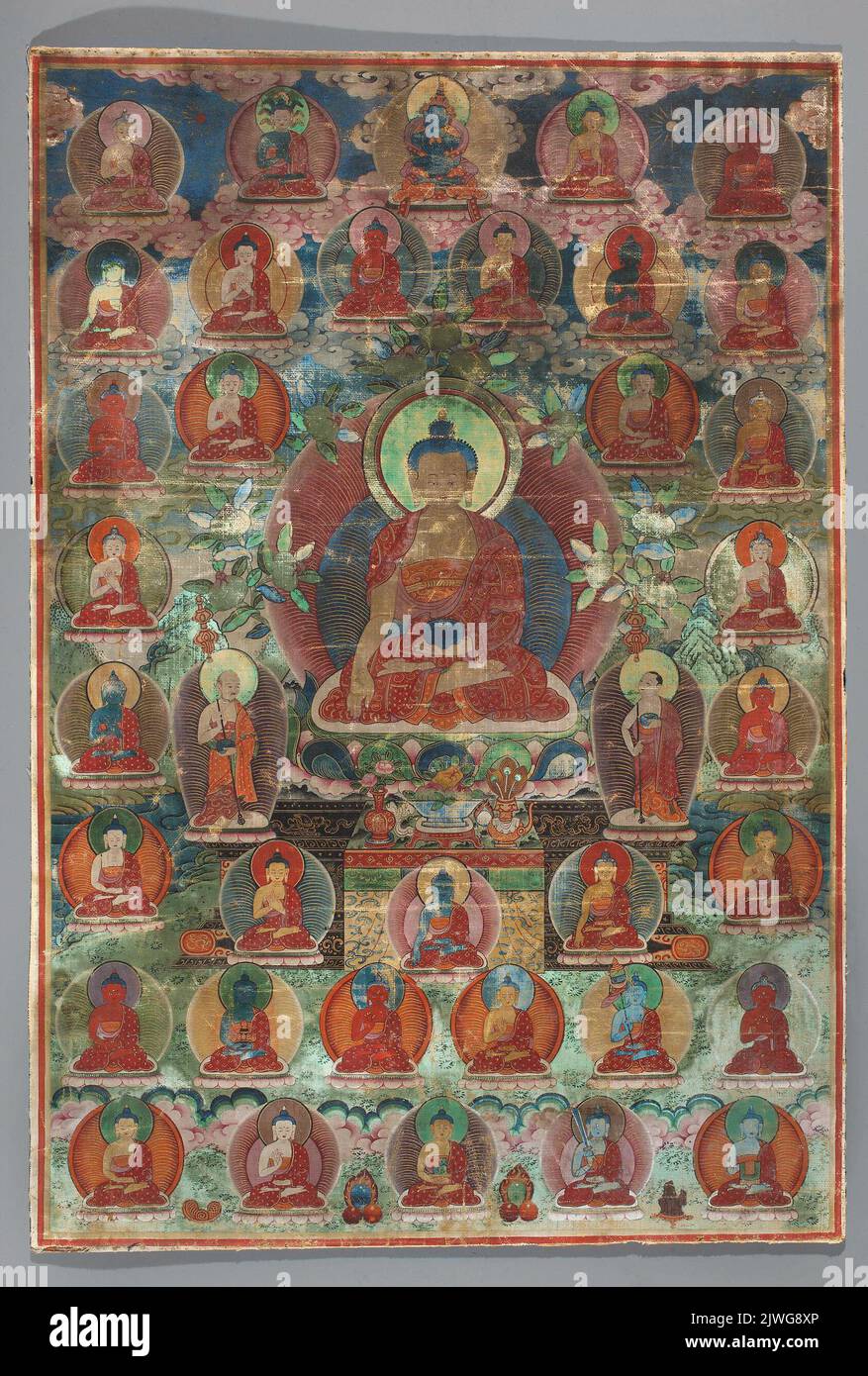Bouddha Sakyamuni avec Maudgalyayana et Sariputra. Inconnu, peintre Banque D'Images Bouddha Sakyamuni avec Maudgalyayana et Sariputra. Inconnu, peintre Banque D'Images