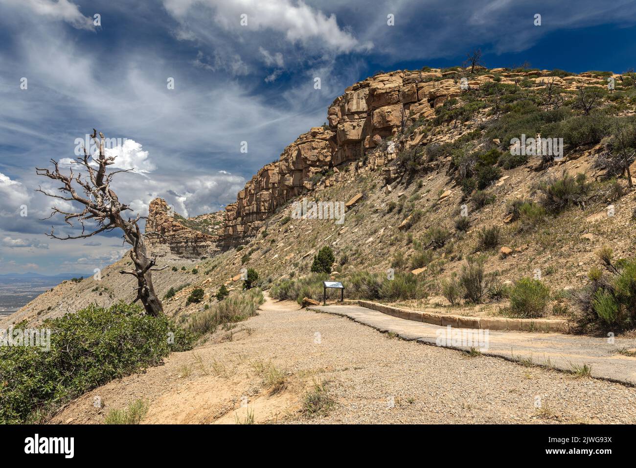 Vue sur la vallée de Montezuma dans le parc national de Mesa Verde. Banque D'Images