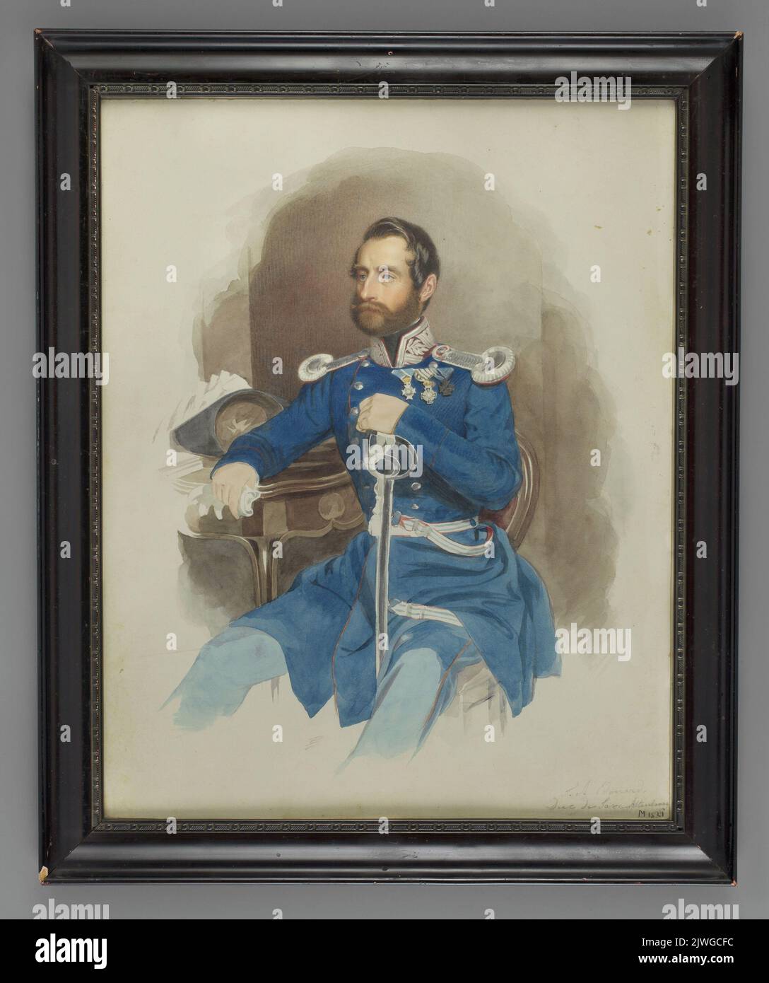 Edward ks. Von Sachsen-Altenburg (1804-1852) W mundurze generała kawalerii bawarskiej. Rietschel, Ernst Wilhelm (1824-1860), peintre Banque D'Images