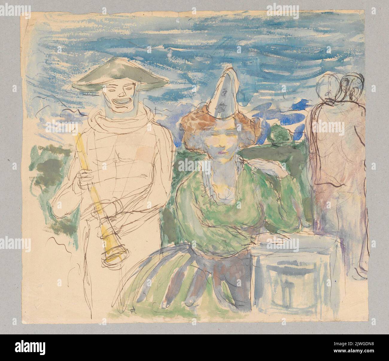 Pierotka et Arlequin. Waliszewski, Zygmunt (1897-1936), dessinateur, dessinateur Banque D'Images Pierotka et Arlequin. Waliszewski, Zygmunt (1897-1936), dessinateur, dessinateur Banque D'Images