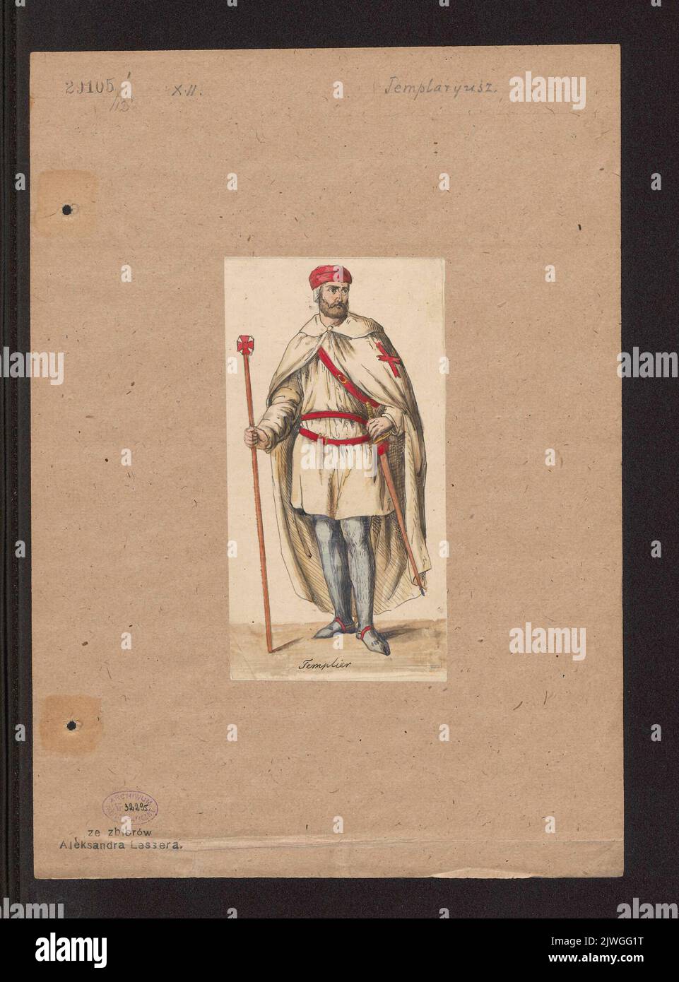 templier chevalier en tenue monastique. Lesser, Aleksander (1814-1884), dessinateur, dessinateur Banque D'Images