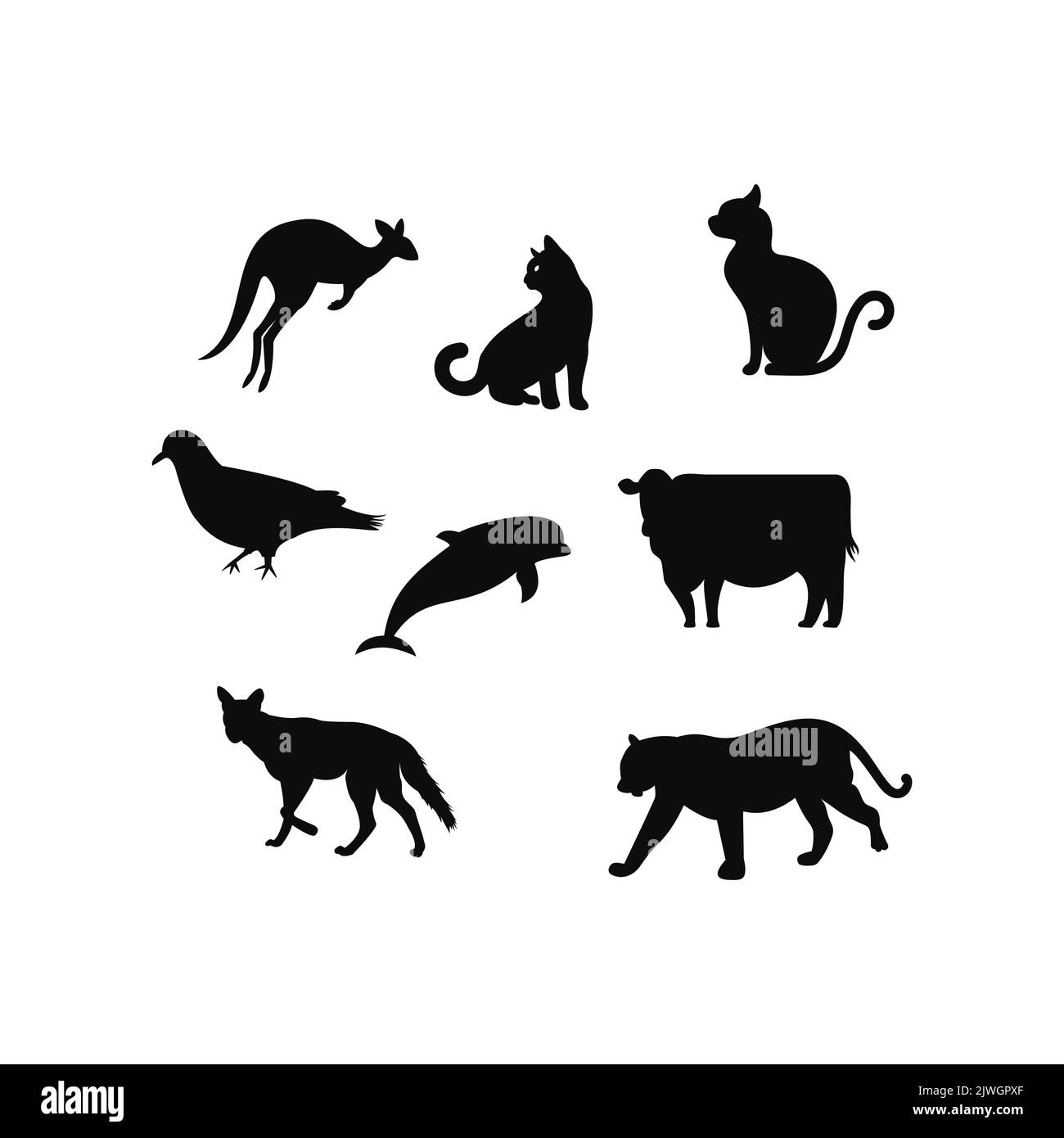 Illustration vectorielle de silhouettes animales. Isolé sur fond blanc. Illustration de Vecteur