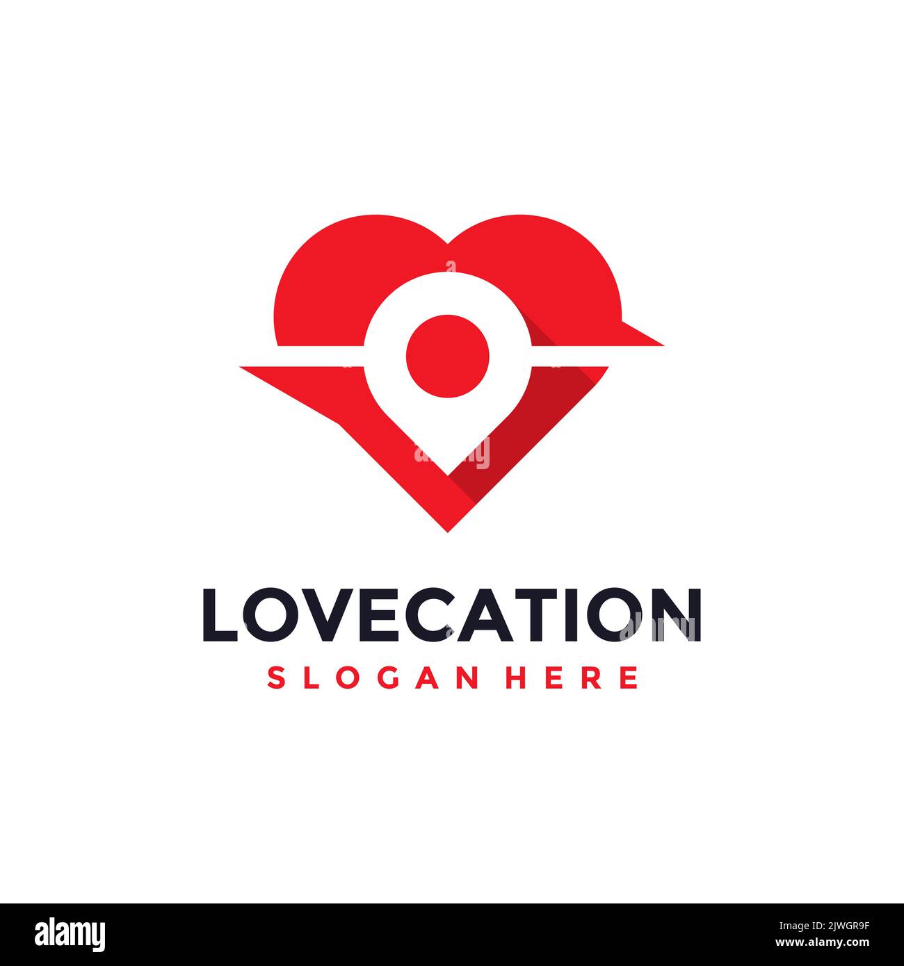 Modèle de logo Love Location. Concept de lieu préféré isolé avec un style plat icône moderne. Pointeur de carte créatif avec symbole de vecteur cardiaque. Illustration de Vecteur