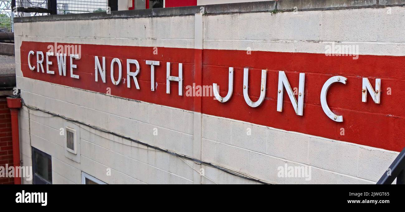 Panneau de signalisation de Crewe North Junction, Cheshire, Angleterre, Royaume-Uni, CW1 Banque D'Images