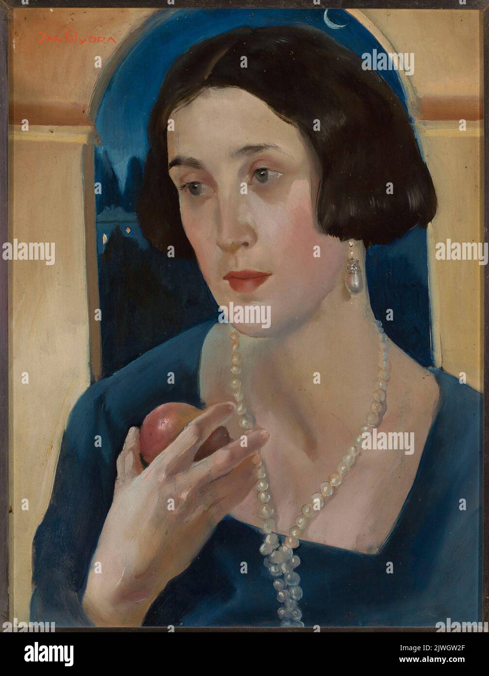 Portrait d'une femme avec une pomme. Wydra, Jan (1902-1937), peintre Banque D'Images