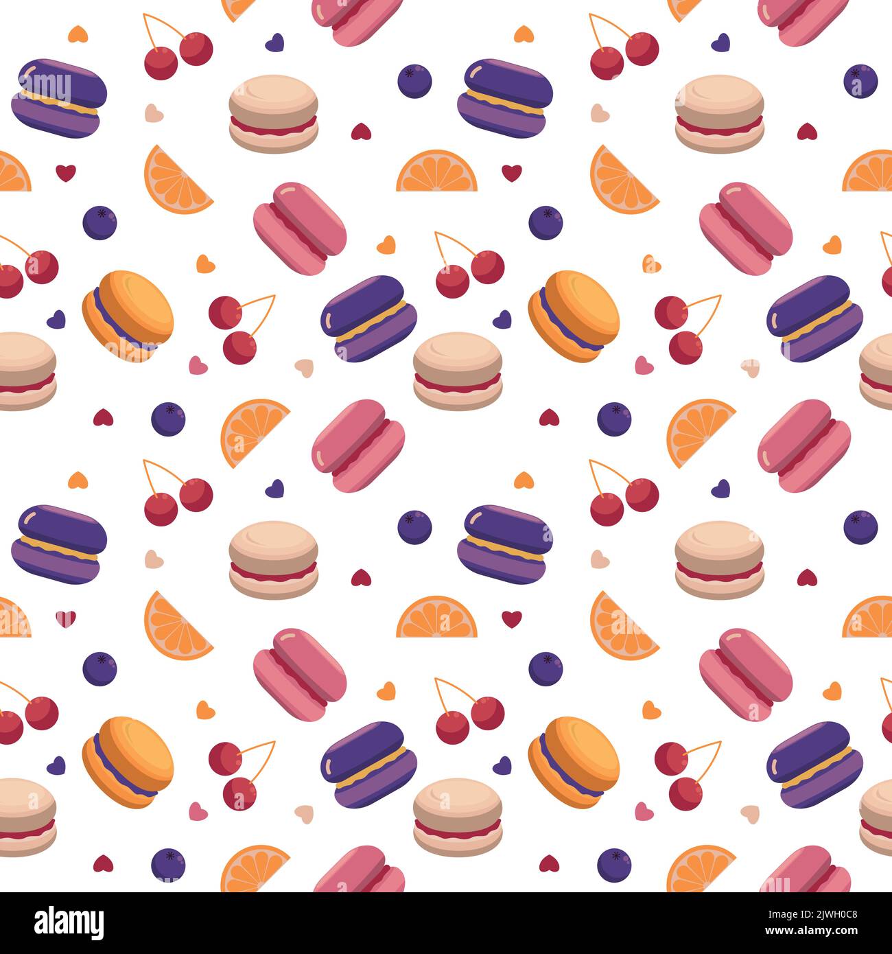 Dessert Sweet Food Macaron fond sans couture Illustration de Vecteur
