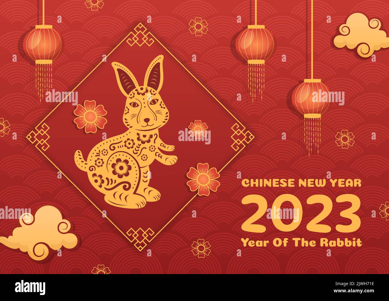 Nouvel an lunaire chinois 2023 jour du lapin modèle de signe zodiaque