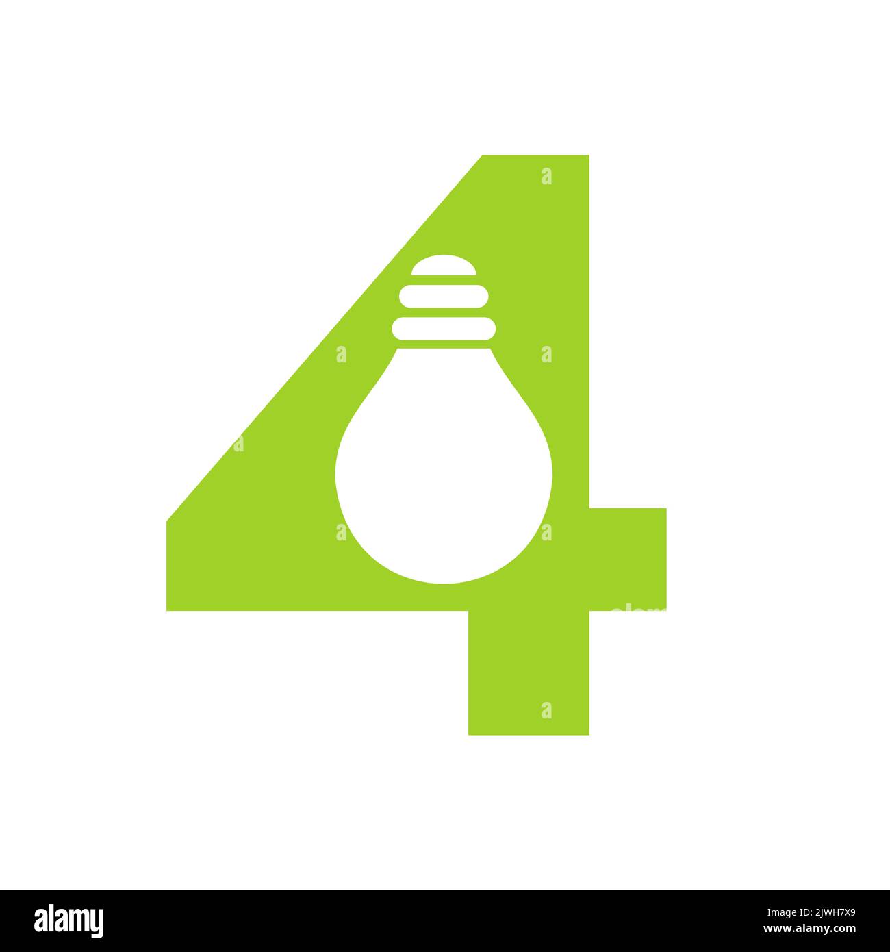 Logo électrique lettre 4 combiné avec modèle vectoriel d'icône d'ampoule électrique. Logo de l'ampoule symbole du signe Illustration de Vecteur
