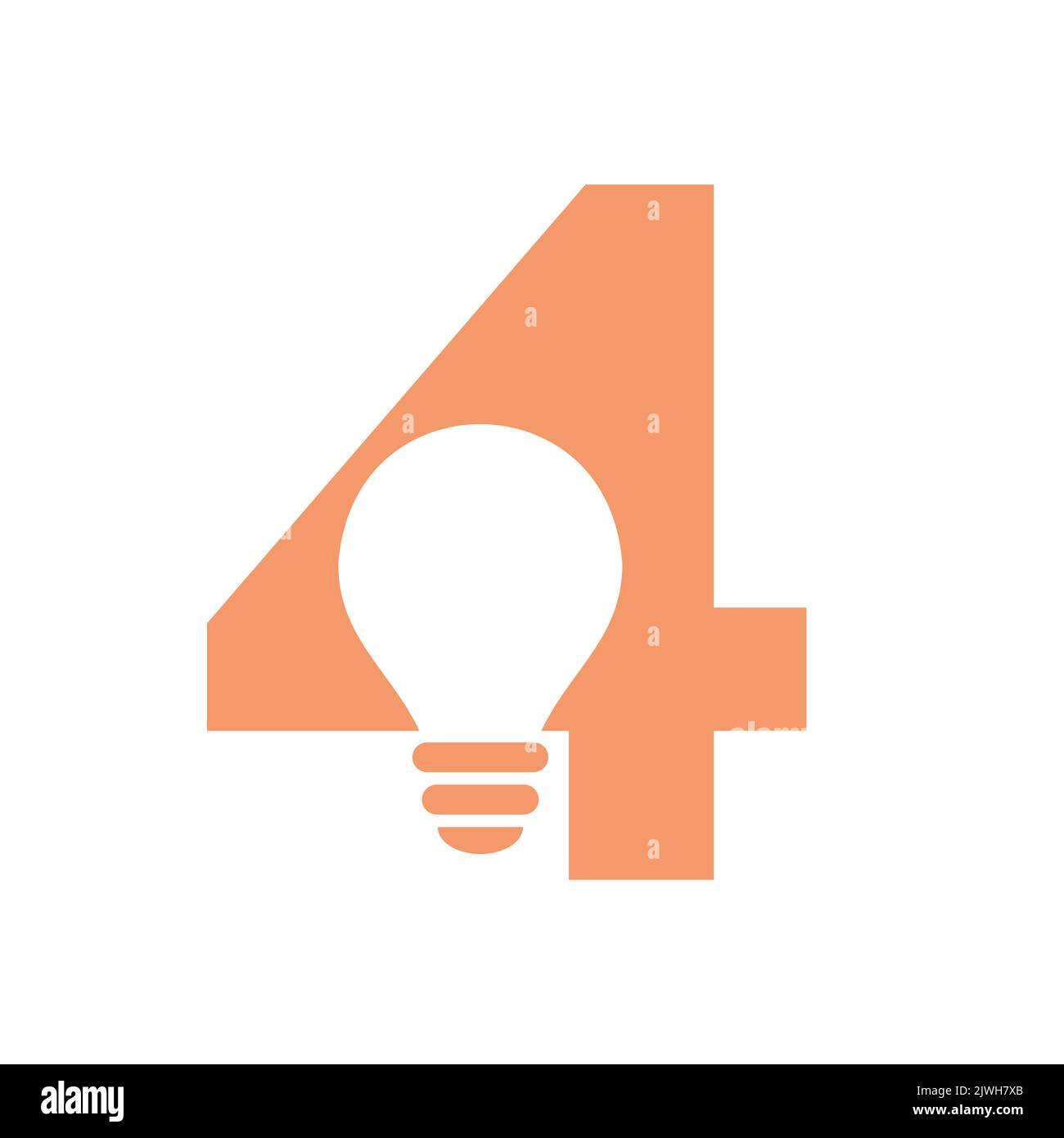 Logo électrique lettre 4 combiné avec modèle vectoriel d'icône d'ampoule électrique. Logo de l'ampoule symbole du signe Illustration de Vecteur