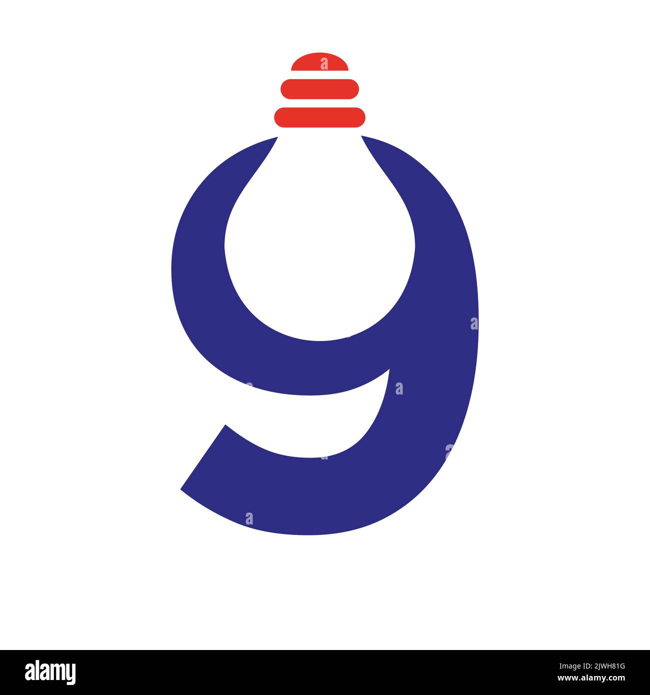 Logo électrique lettre 9 combiné avec modèle vectoriel d'icône d'ampoule électrique. Logo de l'ampoule symbole du signe Illustration de Vecteur