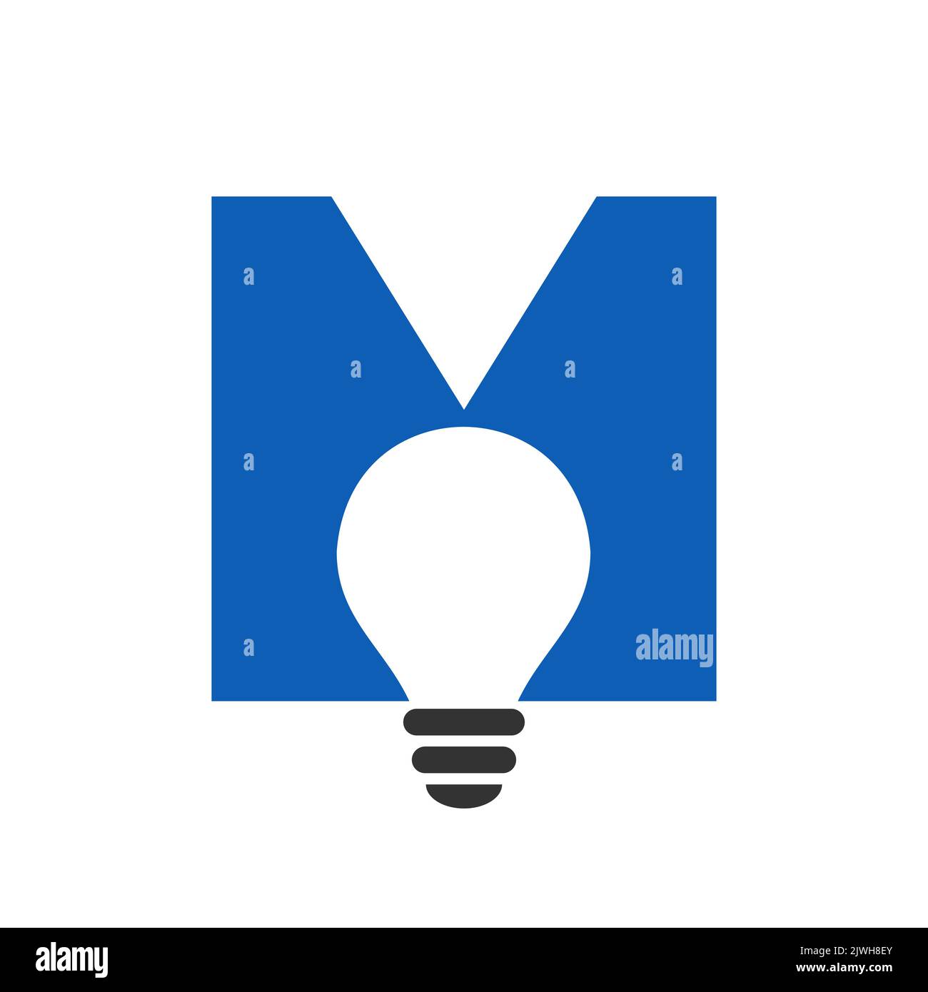 Logo électrique lettre M combiné avec modèle vectoriel d'icône d'ampoule électrique. Logo de l'ampoule symbole du signe Illustration de Vecteur