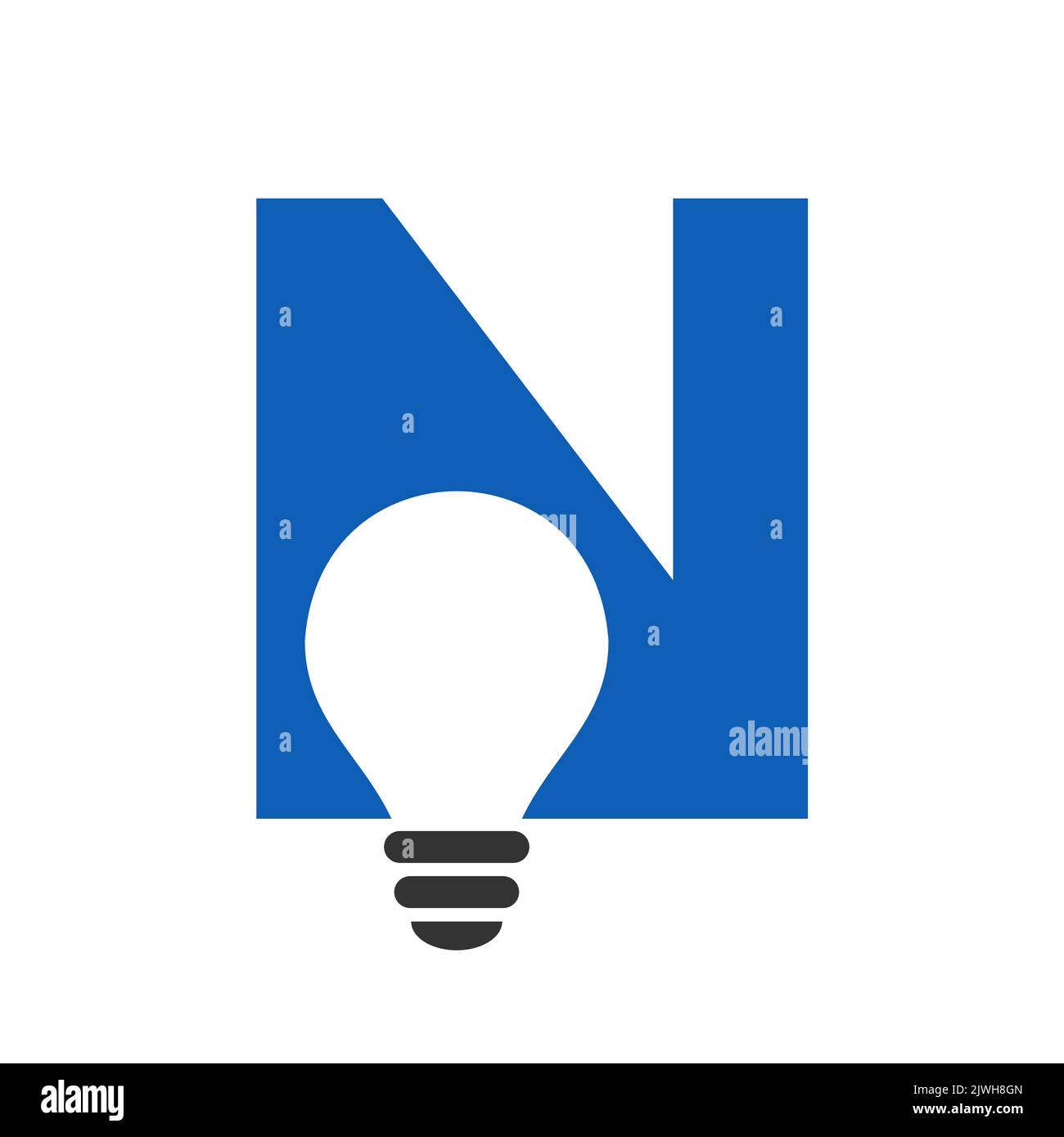 Logo électrique lettre N combiné avec modèle vectoriel d'icône d'ampoule électrique. Logo de l'ampoule symbole du signe Illustration de Vecteur