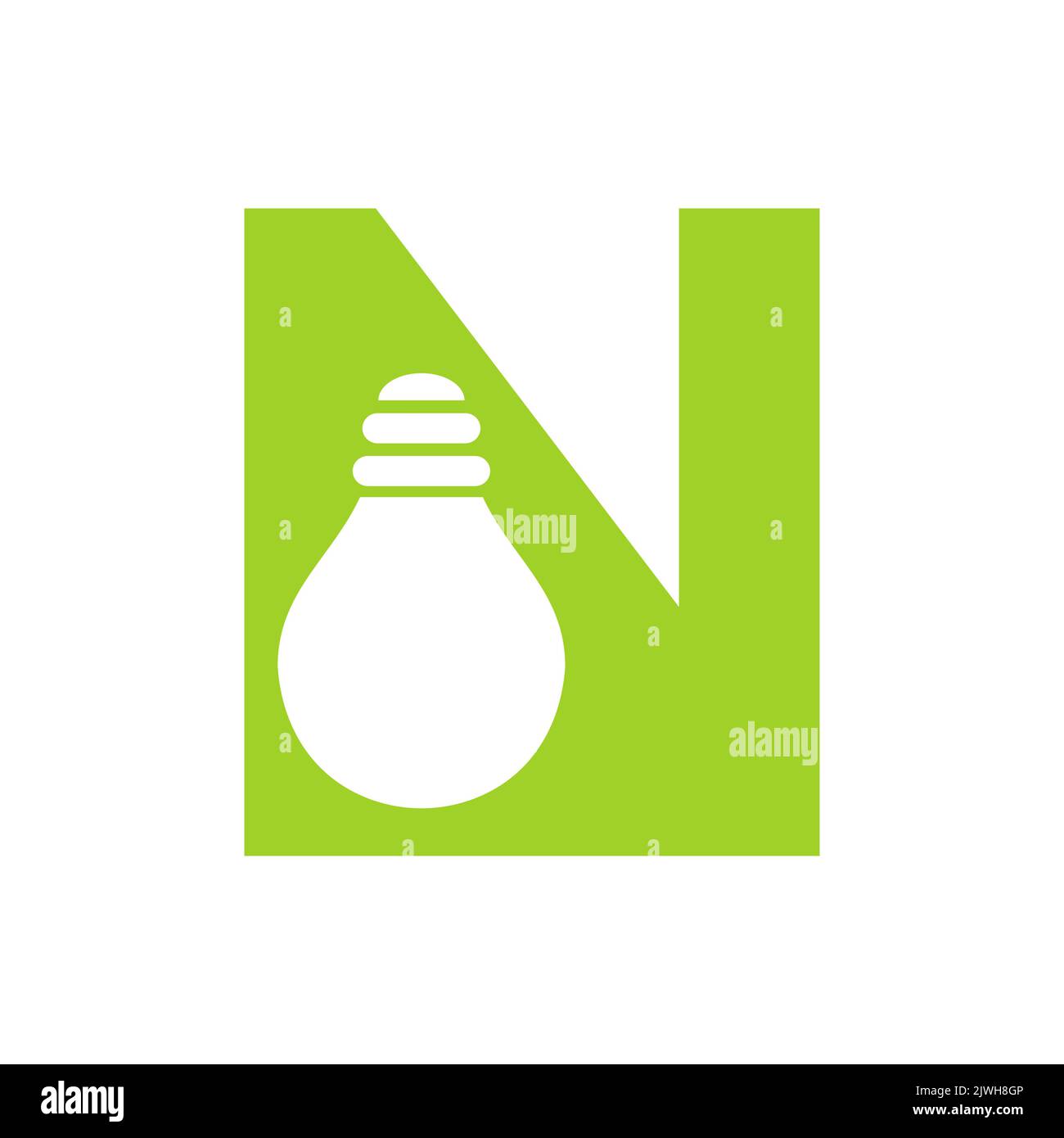 Logo électrique lettre N combiné avec modèle vectoriel d'icône d'ampoule électrique. Logo de l'ampoule symbole du signe Illustration de Vecteur
