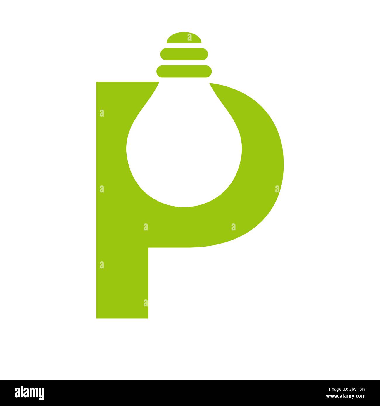 Logo électrique lettre P combiné avec modèle vectoriel d'icône d'ampoule électrique. Logo de l'ampoule symbole du signe Illustration de Vecteur