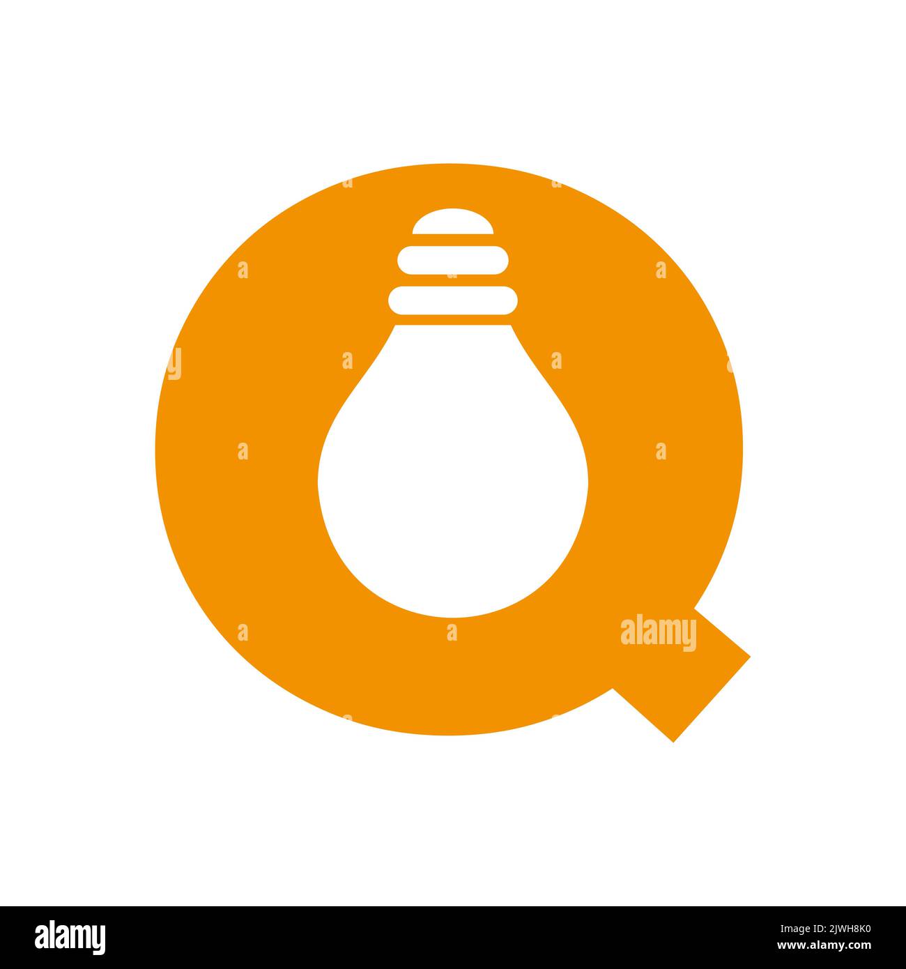 Logo électrique lettre Q combiné avec modèle vectoriel d'icône d'ampoule électrique. Logo de l'ampoule symbole du signe Illustration de Vecteur