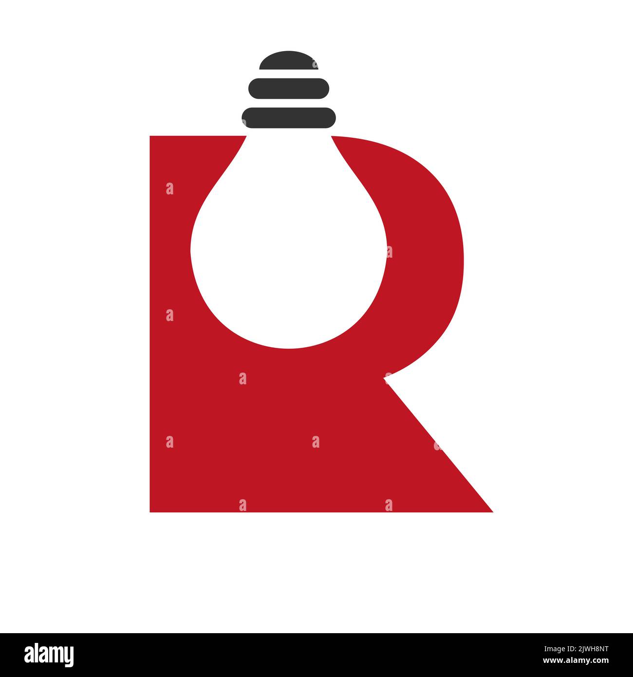 Logo électrique lettre R combiné avec modèle vectoriel d'icône d'ampoule électrique. Logo de l'ampoule symbole du signe Illustration de Vecteur