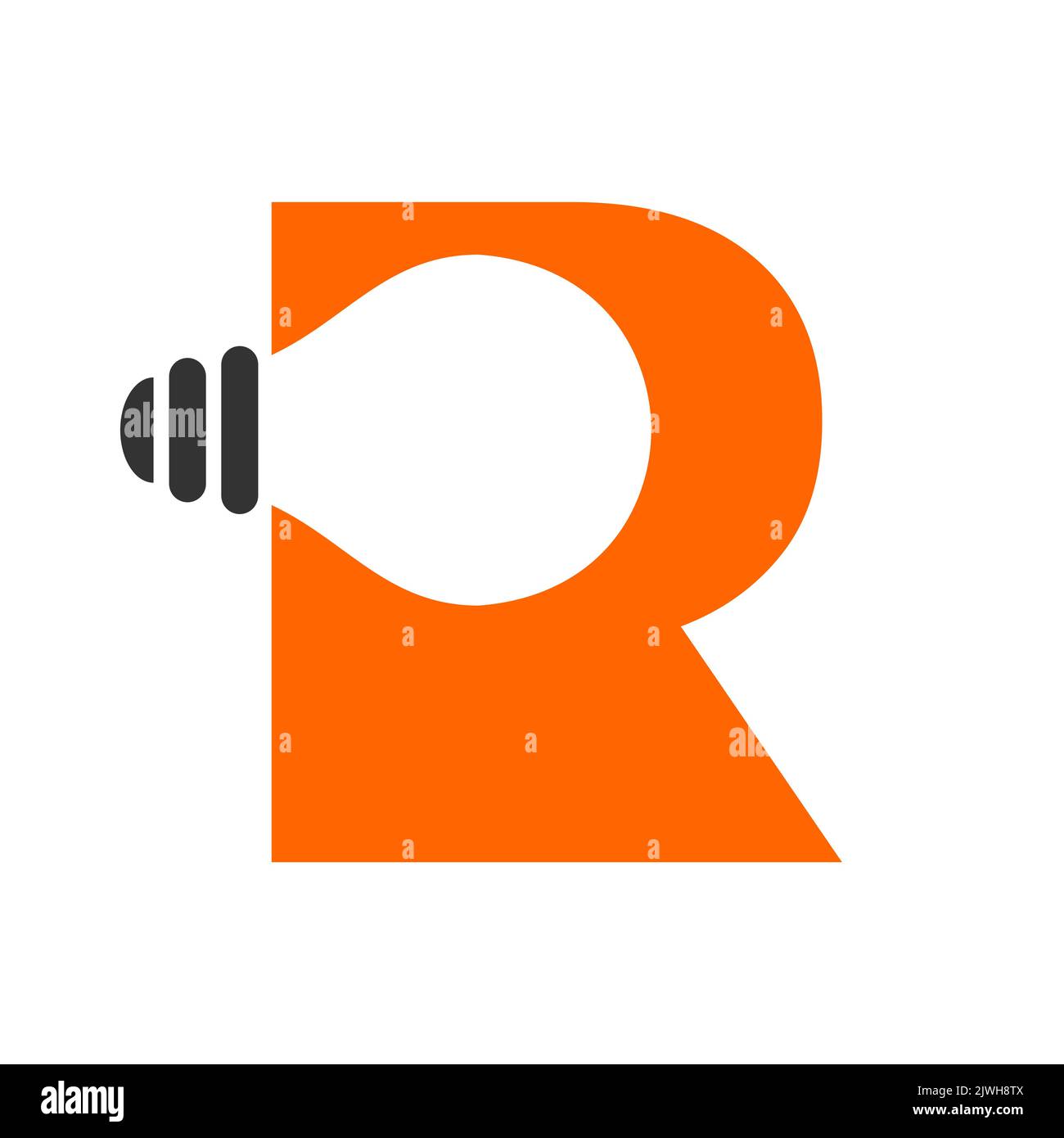 Logo électrique lettre R combiné avec modèle vectoriel d'icône d'ampoule électrique. Logo de l'ampoule symbole du signe Illustration de Vecteur