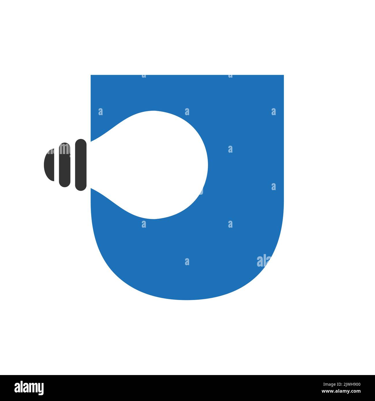 Logo électrique lettre U combiné avec modèle vectoriel d'icône d'ampoule électrique. Logo de l'ampoule symbole du signe Illustration de Vecteur