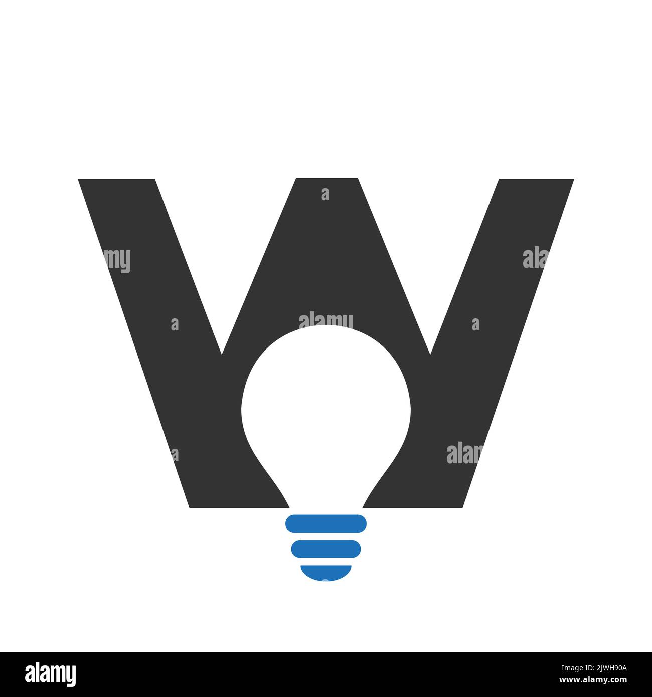 Logo électrique lettre W combiné avec modèle vectoriel d'icône d'ampoule électrique. Logo de l'ampoule symbole du signe Illustration de Vecteur