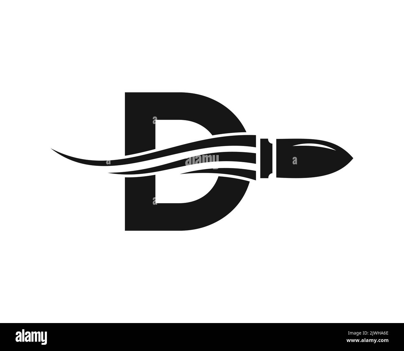 Lettre D initiale tir Bullet logo avec concept arme for Safety and protection Symbol Illustration de Vecteur