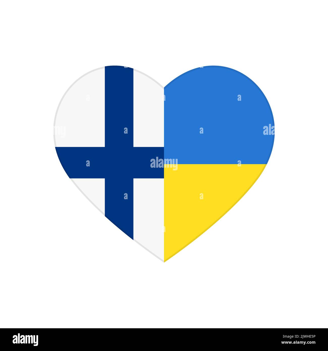 Pièces de puzzle en forme de coeur de drapeaux de Finlande et d'Ukraine. Partenariat, amitié et soutien du peuple finlandais et du gouvernement pour les citoyens ukrainiens et l'armée, symbole de l'amour et de la paix entre les nations Illustration de Vecteur