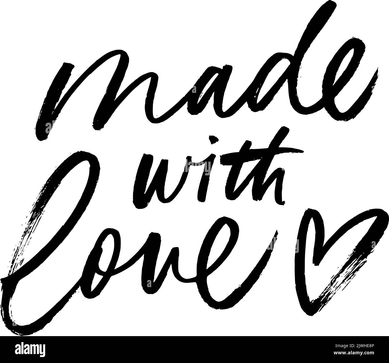 Fait avec amour calligraphie vectorielle dessinée à la main. Illustration de Vecteur