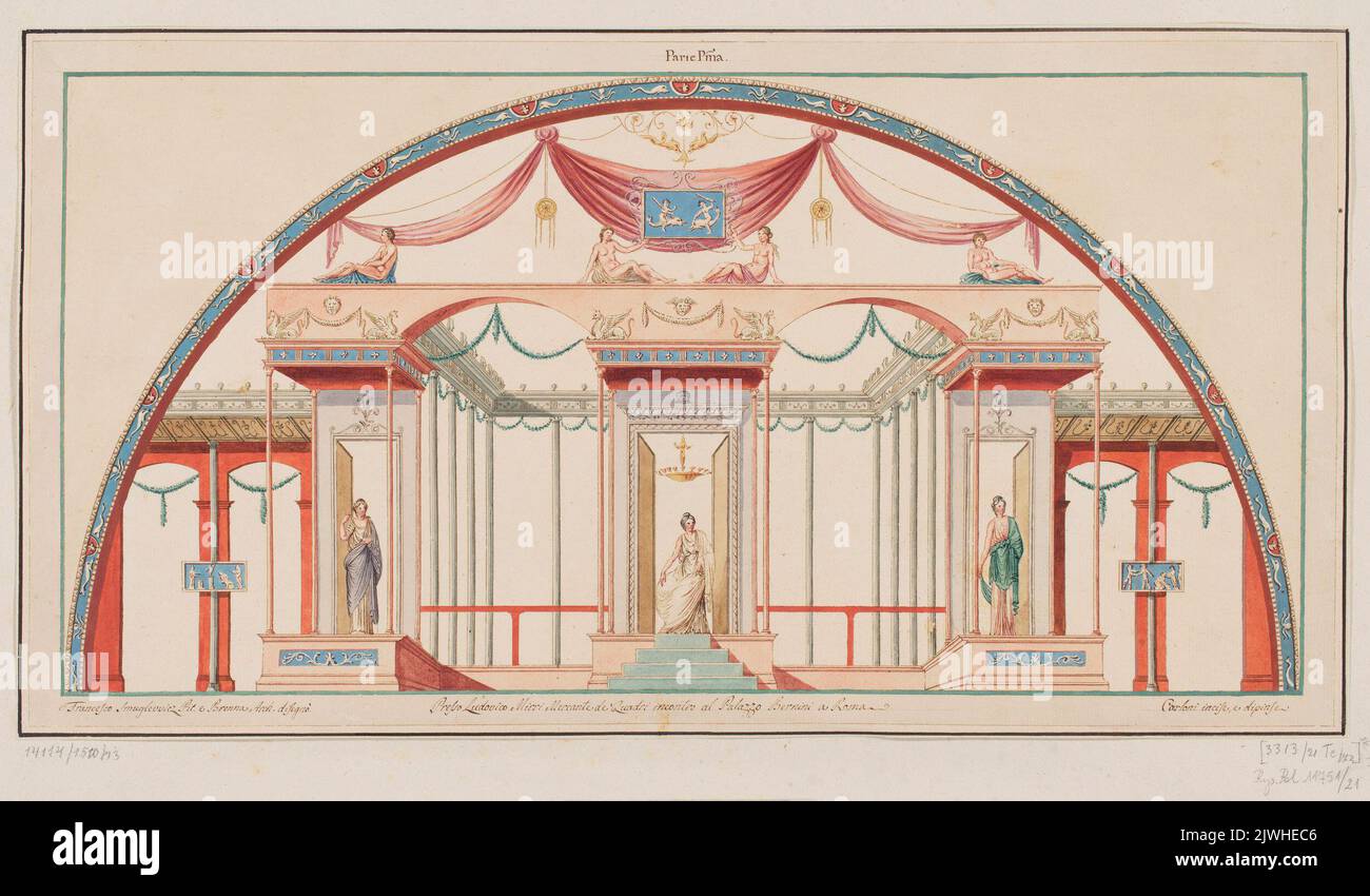 Vestigia delle terme di Tito. Décoration Sordino dans la salle 12. Carlone, Marco (1742-1796), graphiste, Smuglewicz, Franciszek (1745-1807), rapporteur pour avis, caricaturiste, Brenna, Vincenzo (1745-1820), rapporteur pour avis, Caricaturiste, Mirri, Ludovico (1738-1786), éditeur Banque D'Images