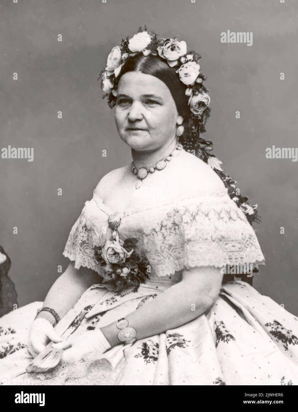 Mary Todd Lincoln, épouse d'Abraham Lincoln, en 1861, alors qu'elle avait 43 ans. Banque D'Images