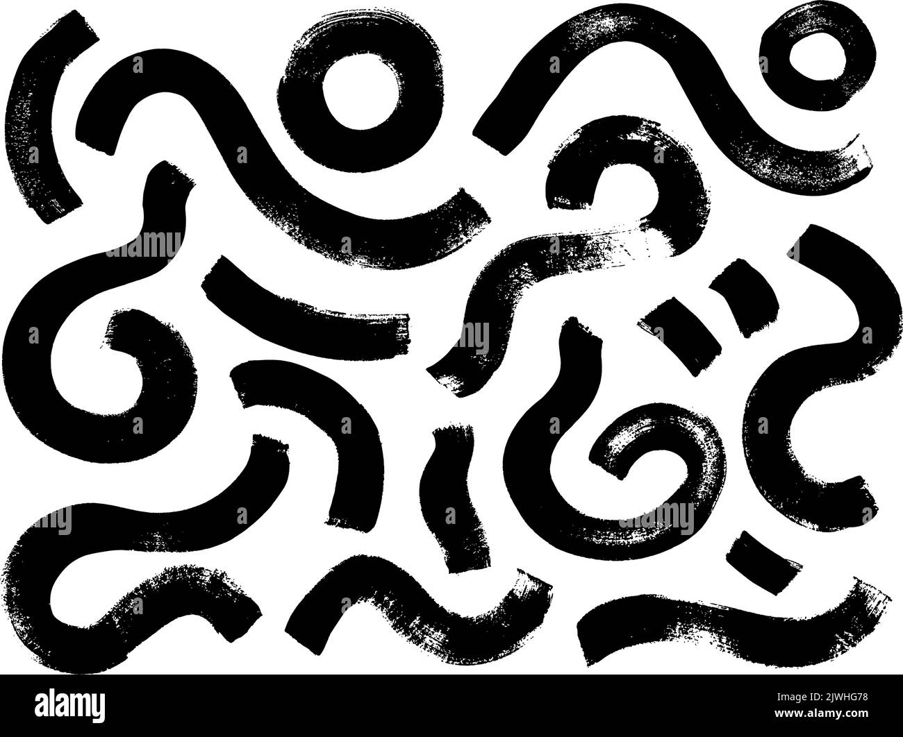 Collection de contours et de cercles ondulés et audacieux. Illustration de Vecteur