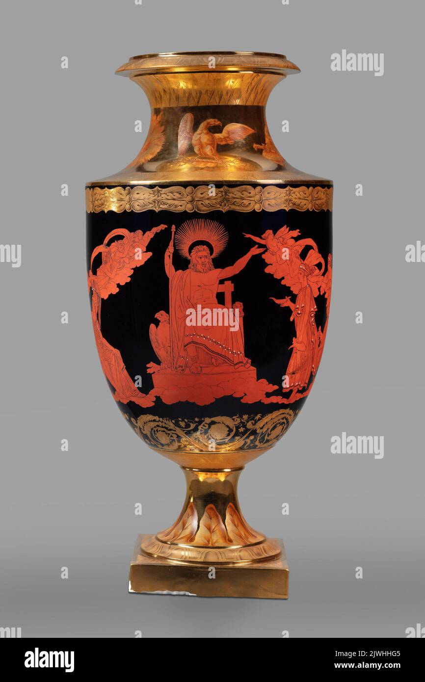 Vase Amphora - avec la procession des dieux grecs. Koenigliche Porzellan Manufaktur - KPM (Berlin ; 1763-1918) Banque D'Images